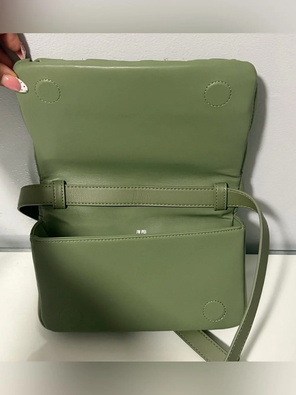 JW PEI Olive Woven Padded Crossbody Bag